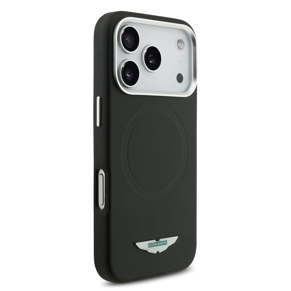 iPhone 17 Pro Kılıf Aston Martin Orjinal Lisanslı M-safe Şarj Özellikli Metal Logolu PU Deri Kapak