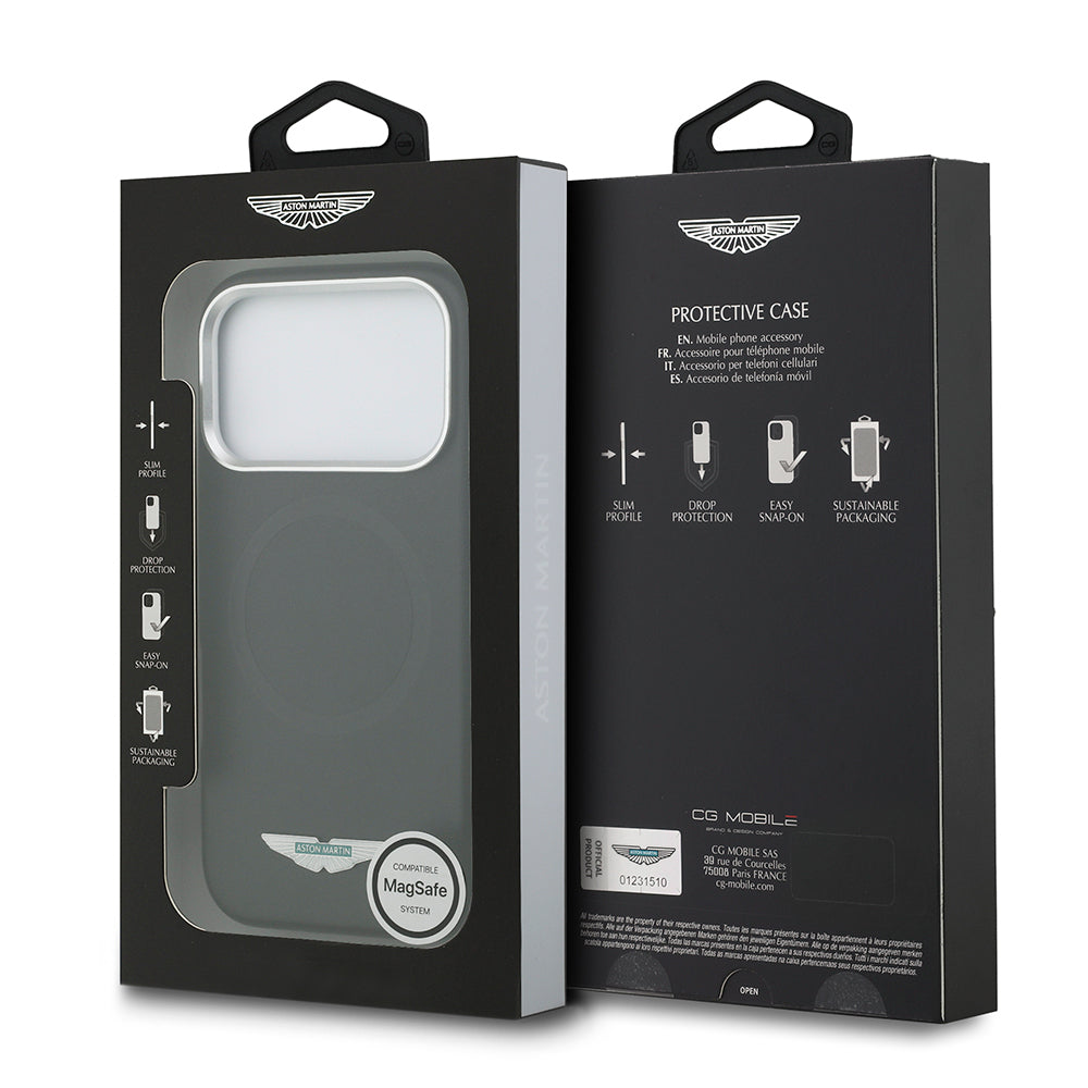iPhone 17 Pro Kılıf Aston Martin Orjinal Lisanslı M-safe Şarj Özellikli Metal Logolu PU Deri Kapak