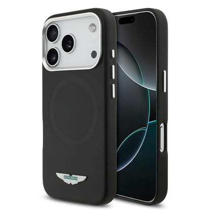 iPhone 17 Pro Kılıf Aston Martin Orjinal Lisanslı M-safe Şarj Özellikli Metal Logolu PU Deri Kapak