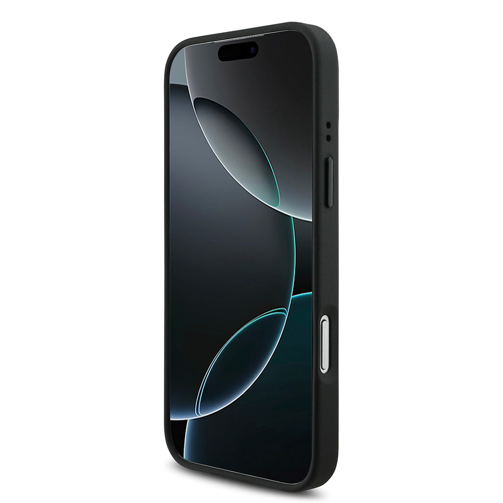 iPhone 17 Pro Kılıf BMW Orjinal Lisanslı M-safe Şarj Özellikli Deri Arka Yüzey Metal Logolu Delikli Şerit Tasarımlı Kapak