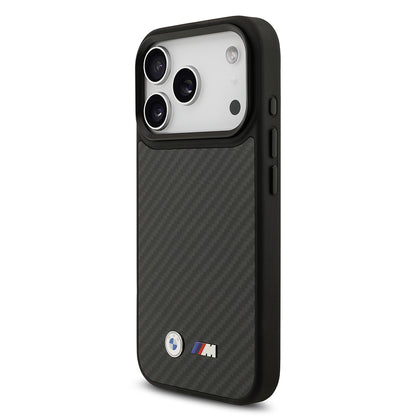 iPhone 17 Pro Kılıf BMW Orjinal Lisanslı M-safe Şarj Özellikli Karbon Fiber Metal Logolu Kevlar Kapak