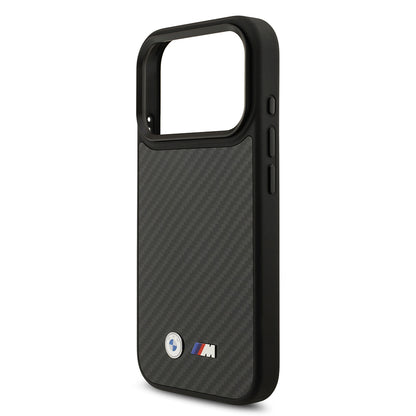iPhone 17 Pro Kılıf BMW Orjinal Lisanslı M-safe Şarj Özellikli Karbon Fiber Metal Logolu Kevlar Kapak