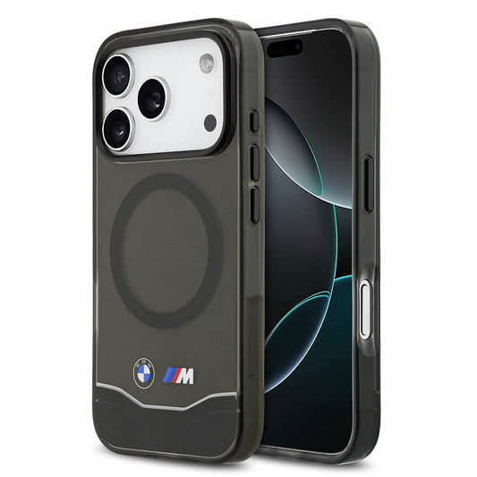 iPhone 17 Pro Kılıf BMW Orjinal Lisanslı M-safe Şarj Özellikli Metal Buton Tasarımlı Tranparan M Dizayn Kapak