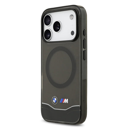 iPhone 17 Pro Kılıf BMW Orjinal Lisanslı M-safe Şarj Özellikli Metal Buton Tasarımlı Tranparan M Dizayn Kapak