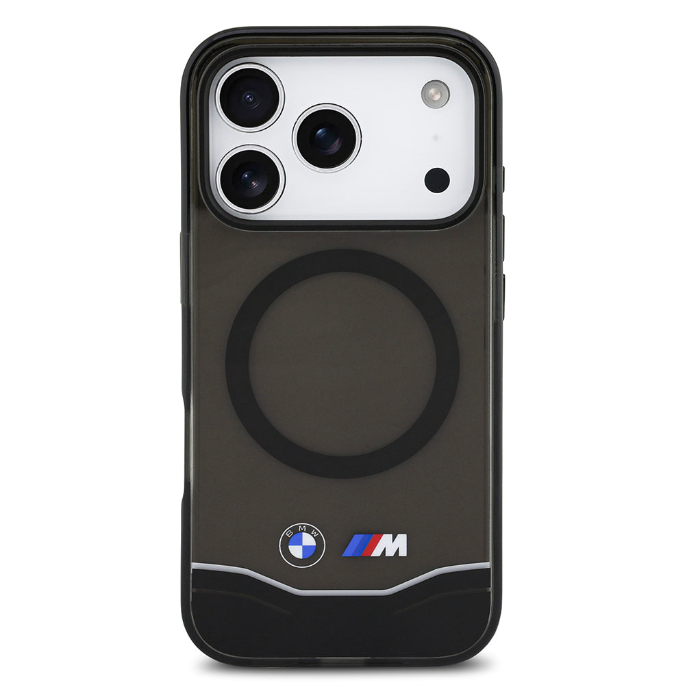iPhone 17 Pro Kılıf BMW Orjinal Lisanslı M-safe Şarj Özellikli Metal Buton Tasarımlı Tranparan M Dizayn Kapak
