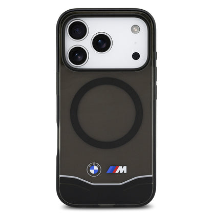 iPhone 17 Pro Kılıf BMW Orjinal Lisanslı M-safe Şarj Özellikli Metal Buton Tasarımlı Tranparan M Dizayn Kapak