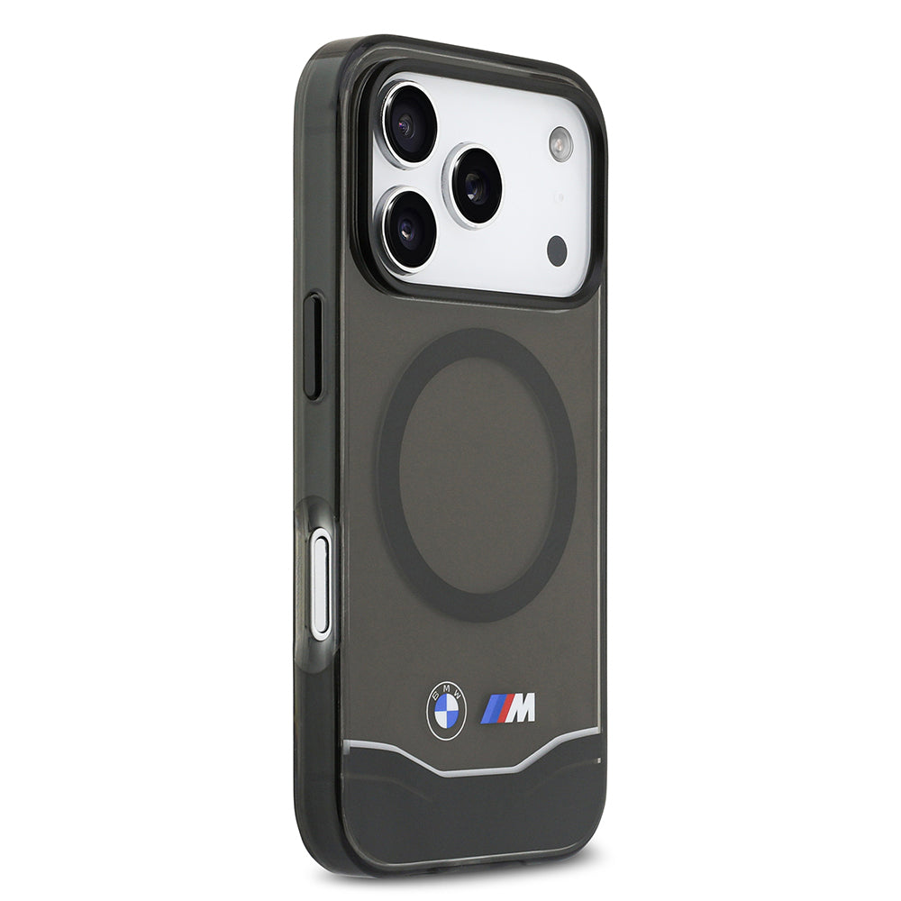 iPhone 17 Pro Kılıf BMW Orjinal Lisanslı M-safe Şarj Özellikli Metal Buton Tasarımlı Tranparan M Dizayn Kapak