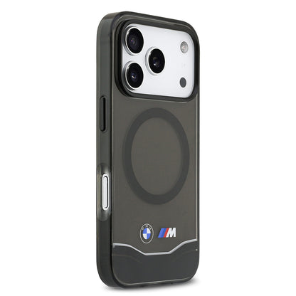 iPhone 17 Pro Kılıf BMW Orjinal Lisanslı M-safe Şarj Özellikli Metal Buton Tasarımlı Tranparan M Dizayn Kapak