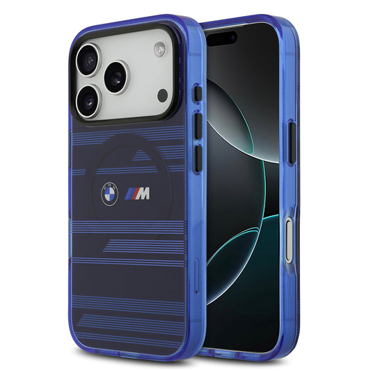 iPhone 17 Pro Kılıf BMW Orjinal Lisanslı M-safe Şarj Özellikli Metal Kamera Butonlu Yatay Şeritli M Dizayn Kapak