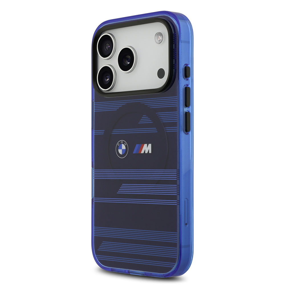 iPhone 17 Pro Kılıf BMW Orjinal Lisanslı M-safe Şarj Özellikli Metal Kamera Butonlu Yatay Şeritli M Dizayn Kapak