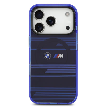 iPhone 17 Pro Kılıf BMW Orjinal Lisanslı M-safe Şarj Özellikli Metal Kamera Butonlu Yatay Şeritli M Dizayn Kapak