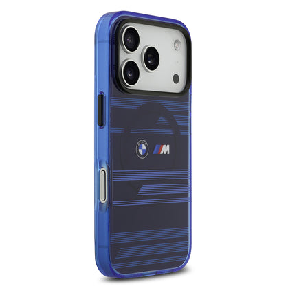 iPhone 17 Pro Kılıf BMW Orjinal Lisanslı M-safe Şarj Özellikli Metal Kamera Butonlu Yatay Şeritli M Dizayn Kapak