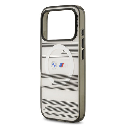 iPhone 17 Pro Kılıf BMW Orjinal Lisanslı M-safe Şarj Özellikli Metal Kamera Butonlu Yatay Şeritli M Dizayn Kapak