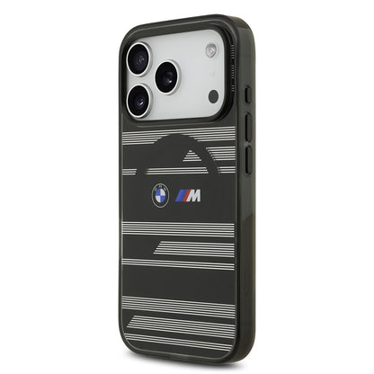 iPhone 17 Pro Kılıf BMW Orjinal Lisanslı M-safe Şarj Özellikli Metal Kamera Butonlu Yatay Şeritli M Dizayn Kapak
