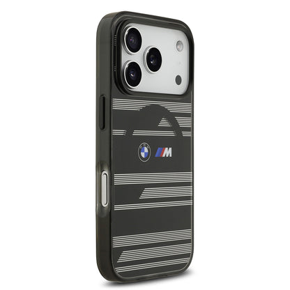 iPhone 17 Pro Kılıf BMW Orjinal Lisanslı M-safe Şarj Özellikli Metal Kamera Butonlu Yatay Şeritli M Dizayn Kapak