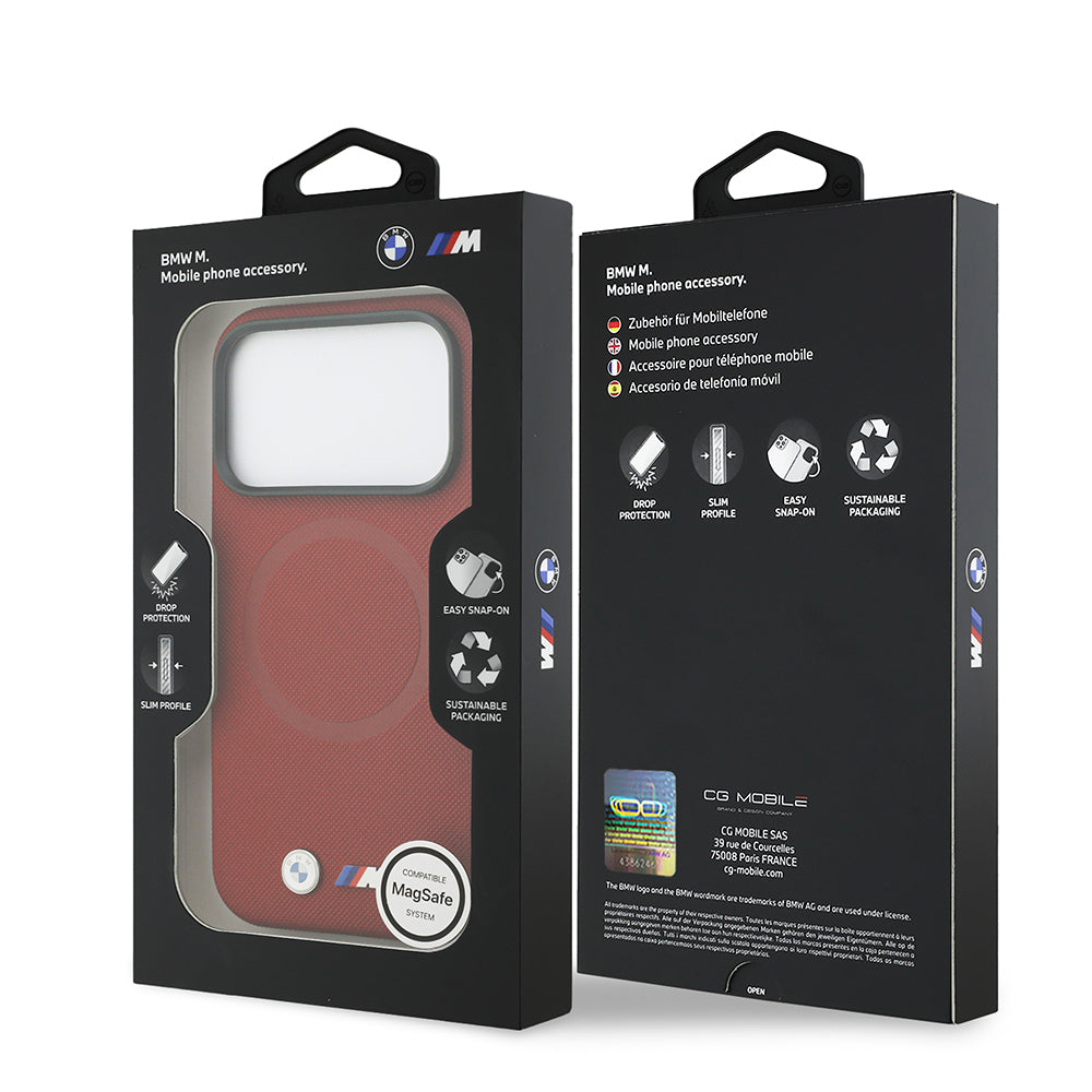 iPhone 17 Pro Kılıf BMW Orjinal Lisanslı M-safe Şarj Özellikli Metal Logolu Delikli M Dizayn Deri Kapak