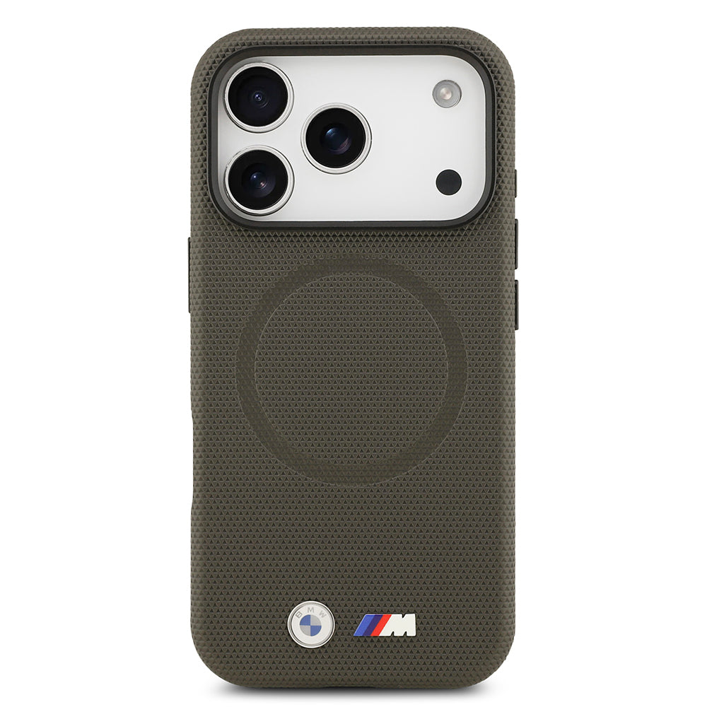 iPhone 17 Pro Kılıf BMW Orjinal Lisanslı M-safe Şarj Özellikli Metal Logolu Delikli M Dizayn Deri Kapak