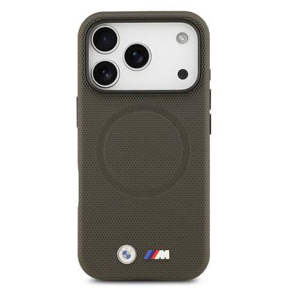 iPhone 17 Pro Kılıf BMW Orjinal Lisanslı M-safe Şarj Özellikli Metal Logolu Delikli M Dizayn Deri Kapak
