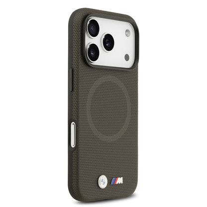 iPhone 17 Pro Kılıf BMW Orjinal Lisanslı M-safe Şarj Özellikli Metal Logolu Delikli M Dizayn Deri Kapak