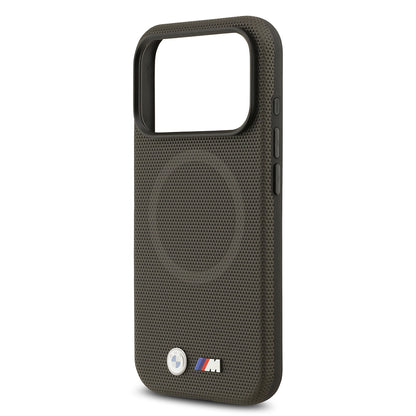 iPhone 17 Pro Kılıf BMW Orjinal Lisanslı M-safe Şarj Özellikli Metal Logolu Delikli M Dizayn Deri Kapak
