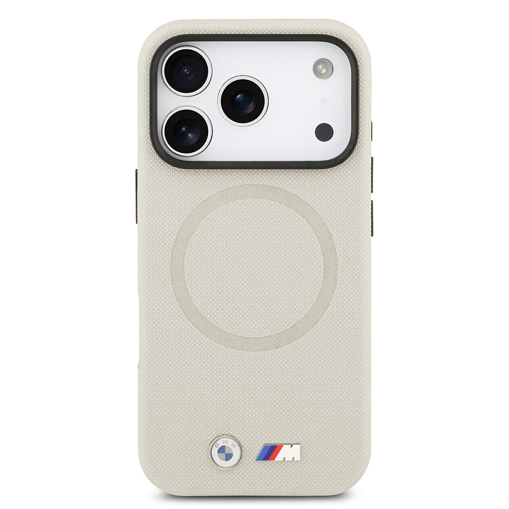 iPhone 17 Pro Kılıf BMW Orjinal Lisanslı M-safe Şarj Özellikli Metal Logolu Delikli M Dizayn Deri Kapak