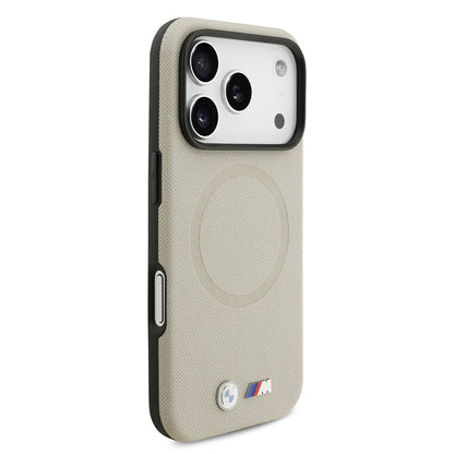 iPhone 17 Pro Kılıf BMW Orjinal Lisanslı M-safe Şarj Özellikli Metal Logolu Delikli M Dizayn Deri Kapak