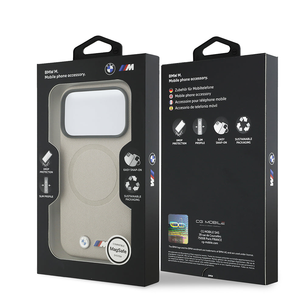 iPhone 17 Pro Kılıf BMW Orjinal Lisanslı M-safe Şarj Özellikli Metal Logolu Delikli M Dizayn Deri Kapak