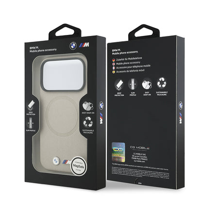 iPhone 17 Pro Kılıf BMW Orjinal Lisanslı M-safe Şarj Özellikli Metal Logolu Delikli M Dizayn Deri Kapak