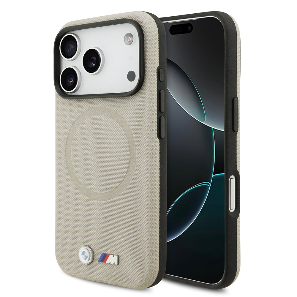 iPhone 17 Pro Kılıf BMW Orjinal Lisanslı M-safe Şarj Özellikli Metal Logolu Delikli M Dizayn Deri Kapak