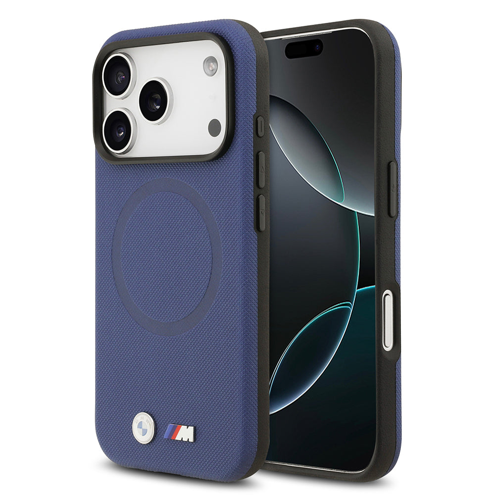 iPhone 17 Pro Kılıf BMW Orjinal Lisanslı M-safe Şarj Özellikli Metal Logolu Delikli M Dizayn Deri Kapak