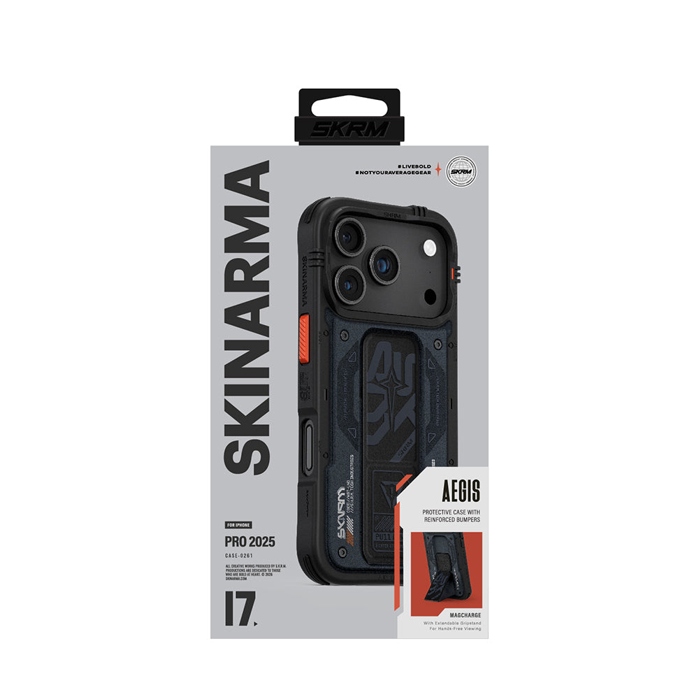 iPhone 17 Pro Kılıf Desenli Airbag Tasarımlı Standlı Skinarma Aegis Kapak