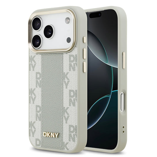 iPhone 17 Pro Kılıf DKNY Orjinal Lisanslı M-safe Şarj Özellikli 3D Yazılı Checkered Pattern Kapak