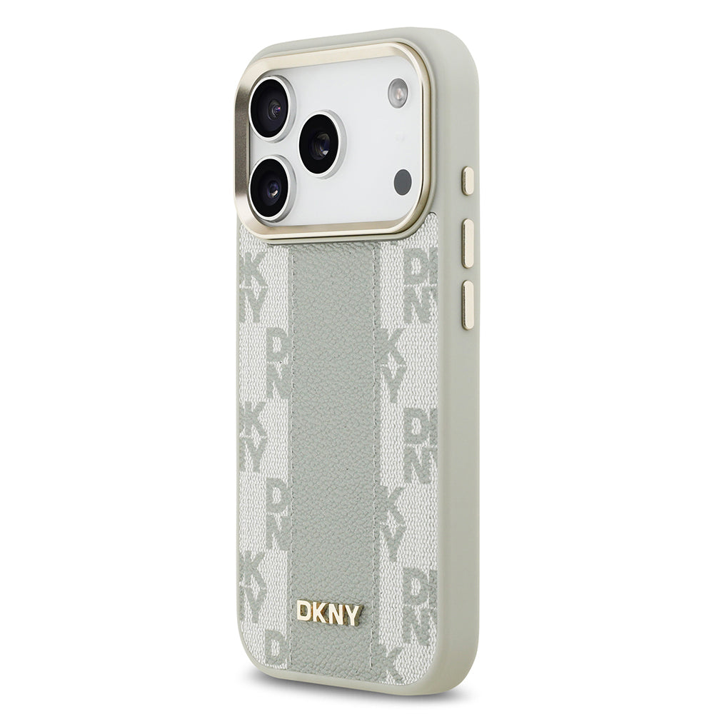 iPhone 17 Pro Kılıf DKNY Orjinal Lisanslı M-safe Şarj Özellikli 3D Yazılı Checkered Pattern Kapak