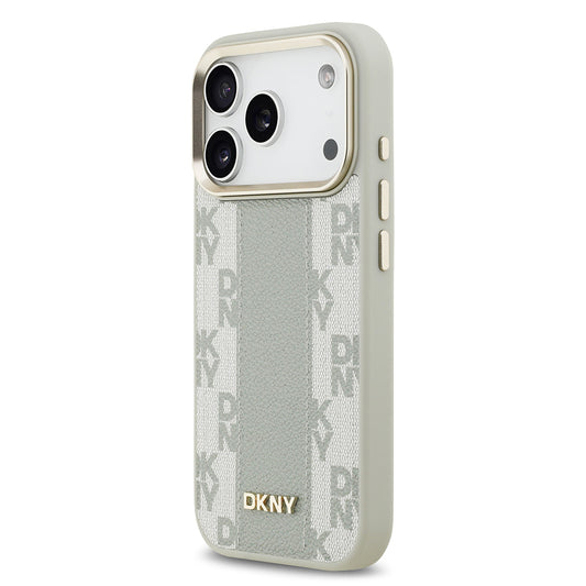 iPhone 17 Pro Kılıf DKNY Orjinal Lisanslı M-safe Şarj Özellikli 3D Yazılı Checkered Pattern Kapak