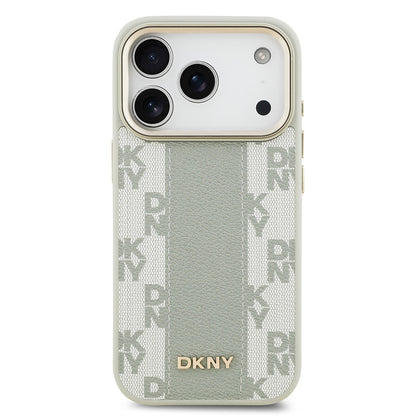 iPhone 17 Pro Kılıf DKNY Orjinal Lisanslı M-safe Şarj Özellikli 3D Yazılı Checkered Pattern Kapak
