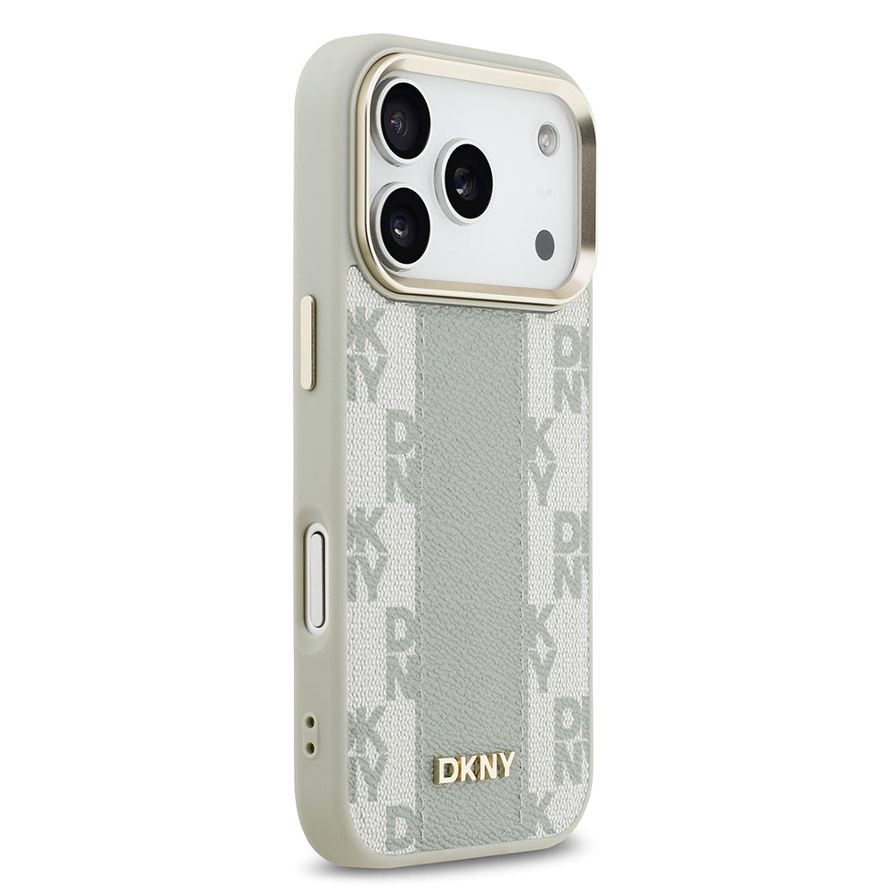 iPhone 17 Pro Kılıf DKNY Orjinal Lisanslı M-safe Şarj Özellikli 3D Yazılı Checkered Pattern Kapak