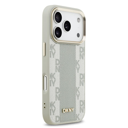 iPhone 17 Pro Kılıf DKNY Orjinal Lisanslı M-safe Şarj Özellikli 3D Yazılı Checkered Pattern Kapak