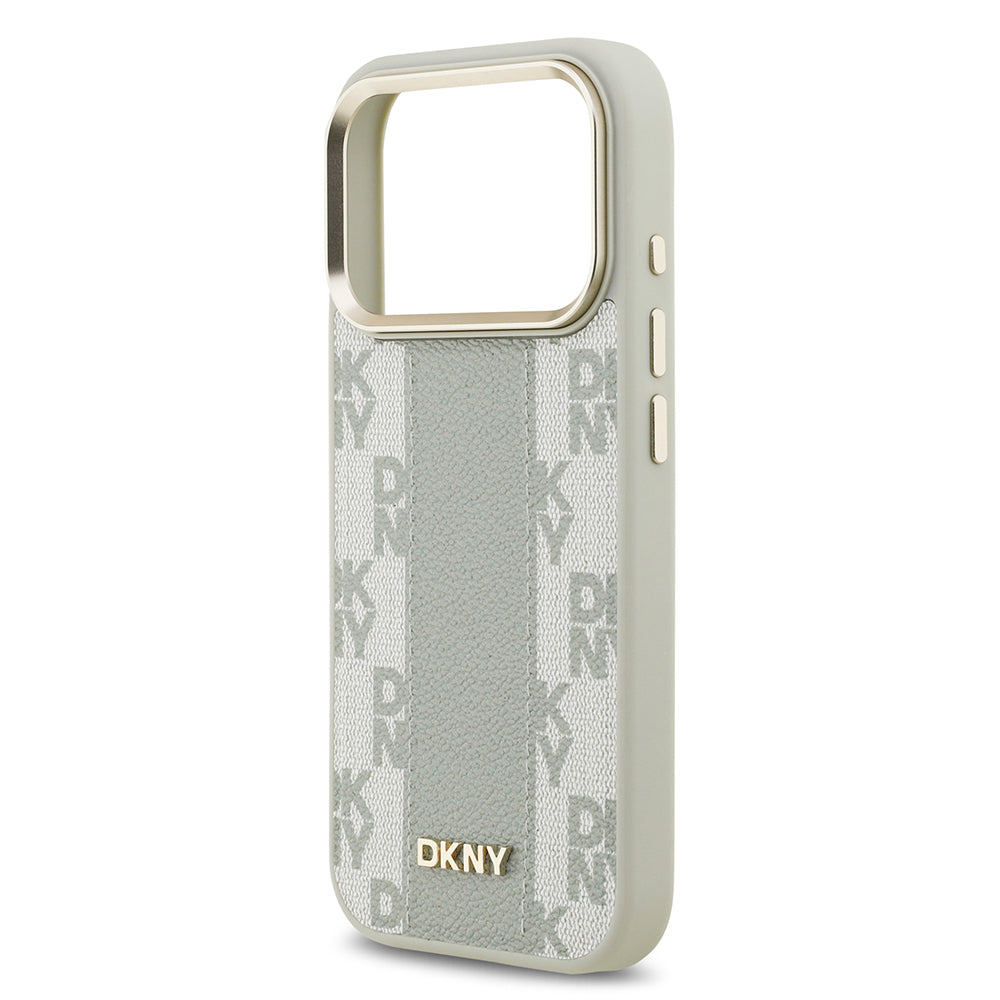 iPhone 17 Pro Kılıf DKNY Orjinal Lisanslı M-safe Şarj Özellikli 3D Yazılı Checkered Pattern Kapak