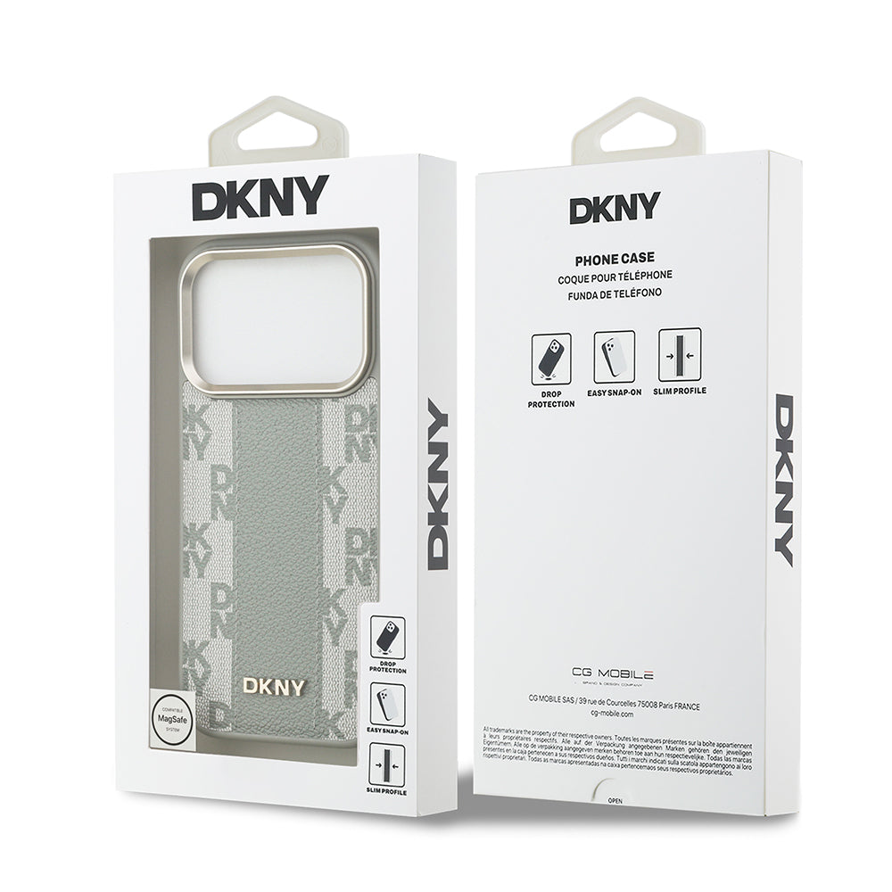 iPhone 17 Pro Kılıf DKNY Orjinal Lisanslı M-safe Şarj Özellikli 3D Yazılı Checkered Pattern Kapak
