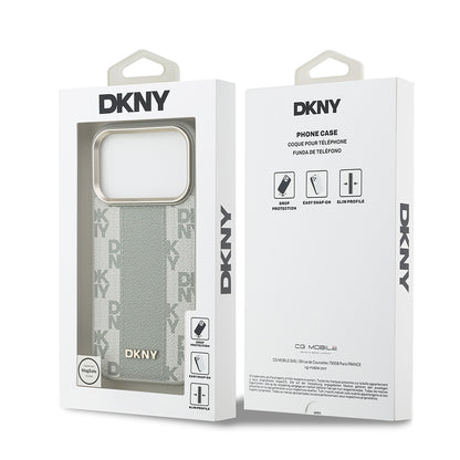 iPhone 17 Pro Kılıf DKNY Orjinal Lisanslı M-safe Şarj Özellikli 3D Yazılı Checkered Pattern Kapak