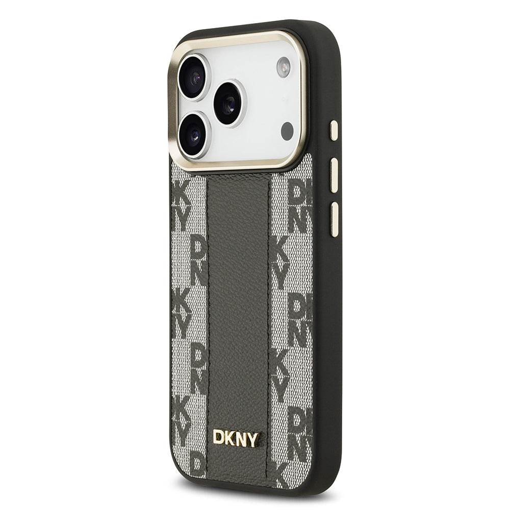 iPhone 17 Pro Kılıf DKNY Orjinal Lisanslı M-safe Şarj Özellikli 3D Yazılı Checkered Pattern Kapak