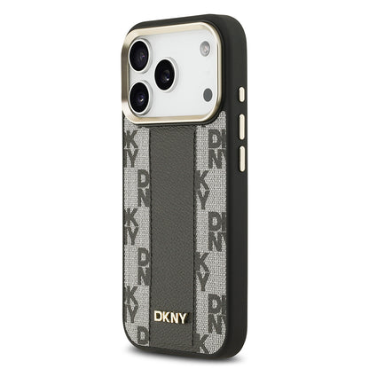 iPhone 17 Pro Kılıf DKNY Orjinal Lisanslı M-safe Şarj Özellikli 3D Yazılı Checkered Pattern Kapak
