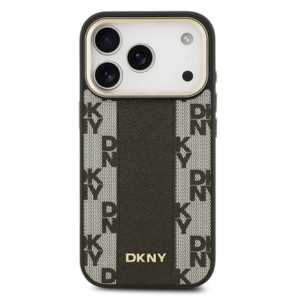 iPhone 17 Pro Kılıf DKNY Orjinal Lisanslı M-safe Şarj Özellikli 3D Yazılı Checkered Pattern Kapak