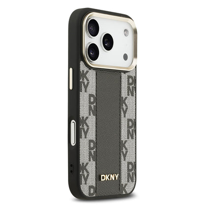 iPhone 17 Pro Kılıf DKNY Orjinal Lisanslı M-safe Şarj Özellikli 3D Yazılı Checkered Pattern Kapak