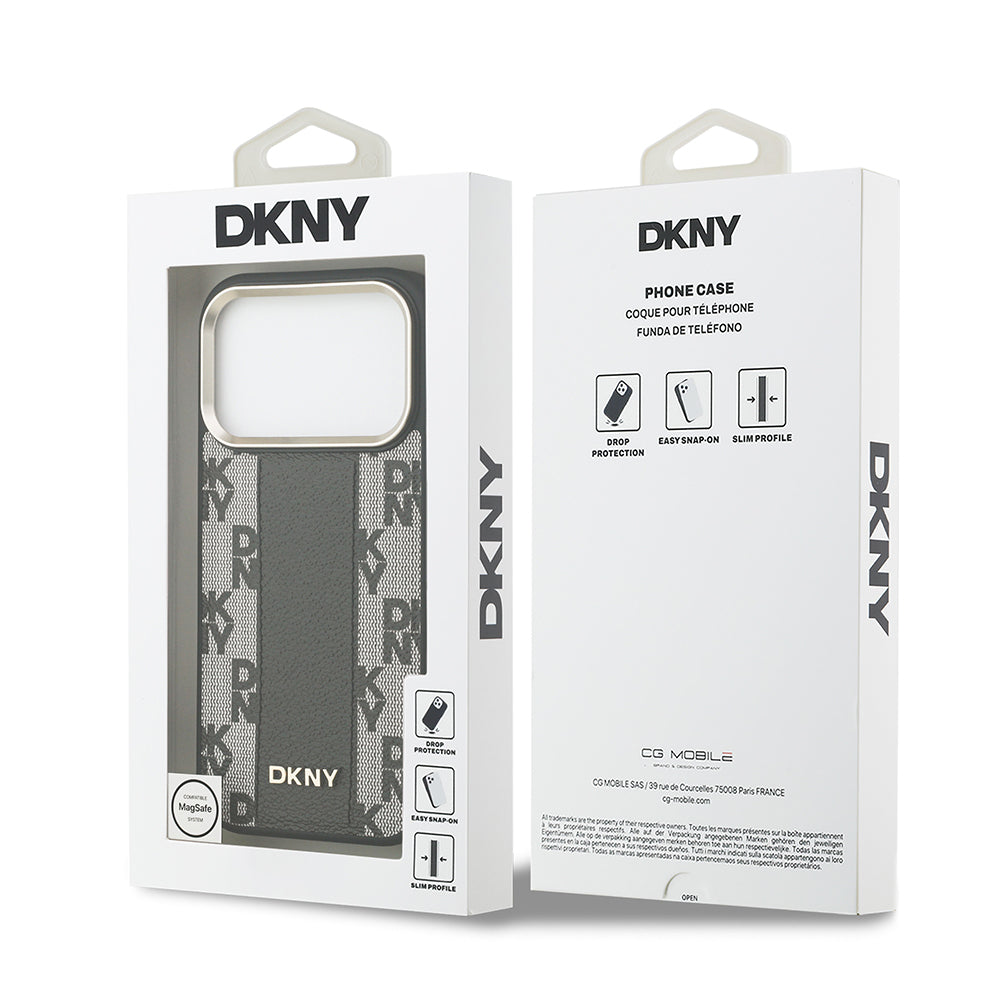 iPhone 17 Pro Kılıf DKNY Orjinal Lisanslı M-safe Şarj Özellikli 3D Yazılı Checkered Pattern Kapak