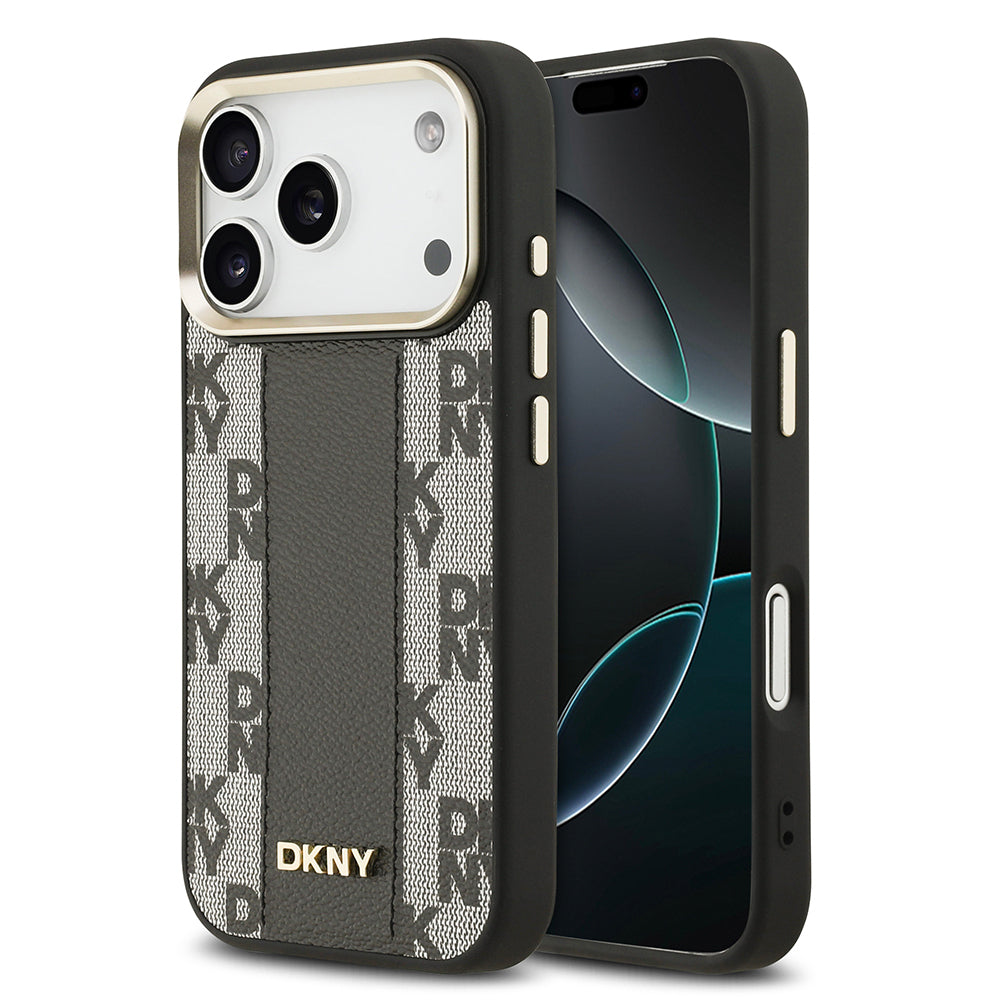iPhone 17 Pro Kılıf DKNY Orjinal Lisanslı M-safe Şarj Özellikli 3D Yazılı Checkered Pattern Kapak