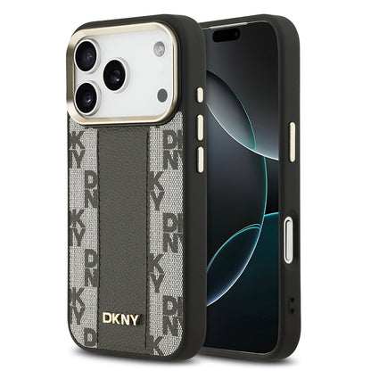 iPhone 17 Pro Kılıf DKNY Orjinal Lisanslı M-safe Şarj Özellikli 3D Yazılı Checkered Pattern Kapak
