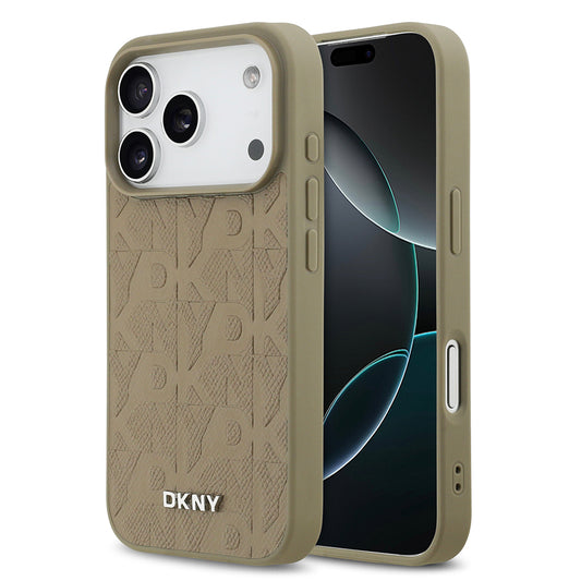 iPhone 17 Pro Kılıf DKNY Orjinal Lisanslı M-safe Şarj Özellikli 3D Yazılı Grid Pattern Kapak