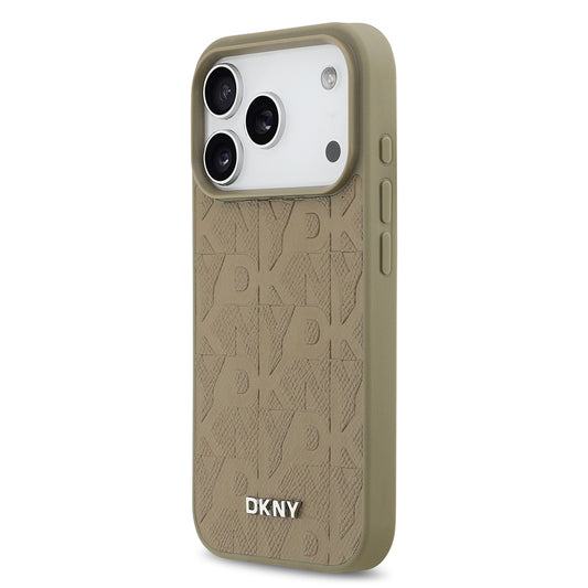 iPhone 17 Pro Kılıf DKNY Orjinal Lisanslı M-safe Şarj Özellikli 3D Yazılı Grid Pattern Kapak