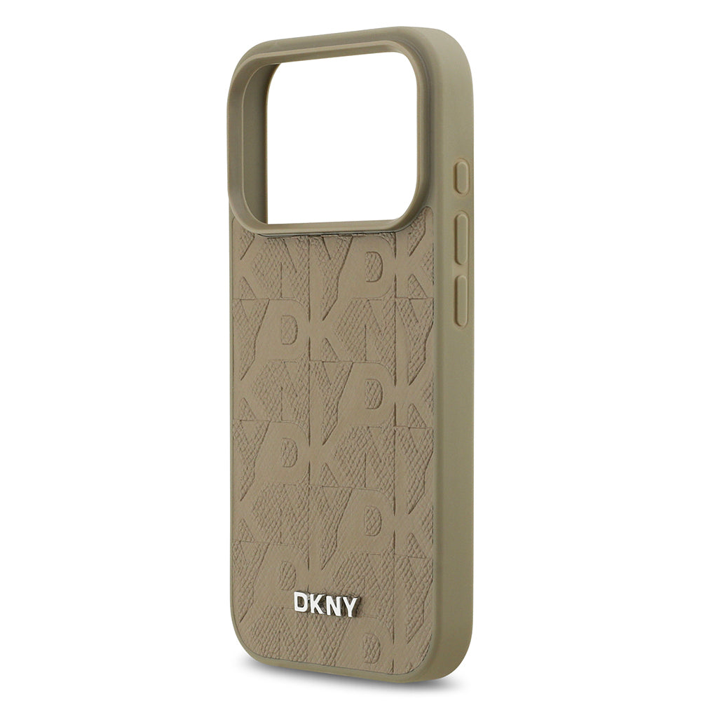 Apple iPhone 17 Pro Kılıf DKNY Orjinal Lisanslı M-safe Şarj Özellikli 3D Yazılı Grid Pattern Kapak